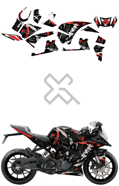 Red Moon Edition Full Body Sticker Compatible with RC 125/200/390 | Printed In Premium Matte Vinyl With FPF(Fade Protection Film), Water Proof, Precut Sticker, Pack Of 1 Compatible with Both Side